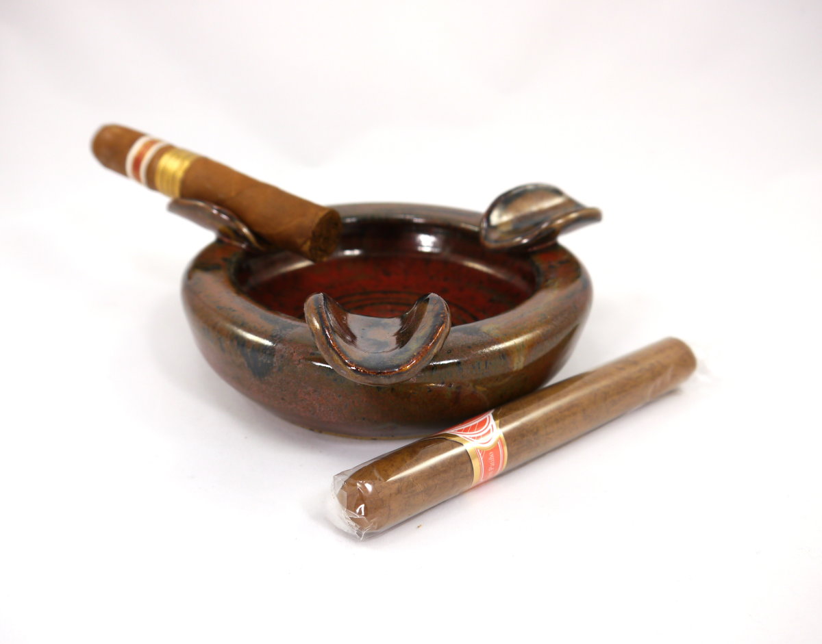 Red and Gunmetal Cigar Ashtray