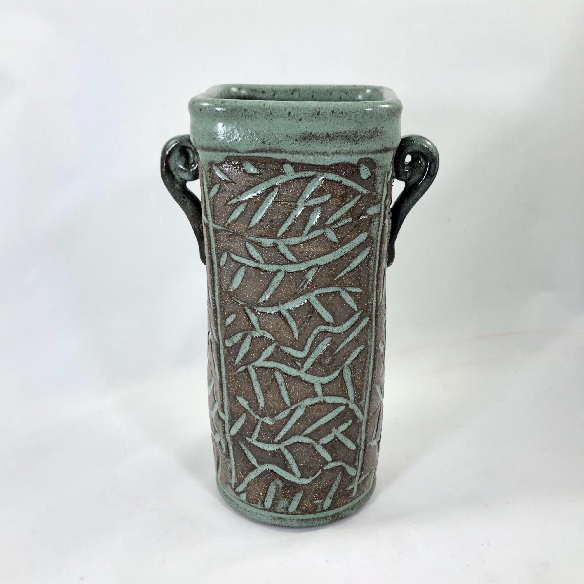 Black Carved Squared Vase
